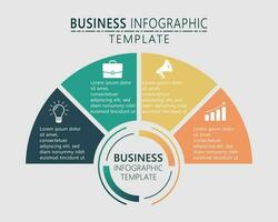 Business Infographic Template, Four Steps Half Circle Work, Advertising Pie Chart Diagram Presentation vector