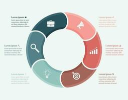 seis pasos trabajo proceso circulo negocio infografía plantilla, publicidad tarta gráfico diagrama presentación vector