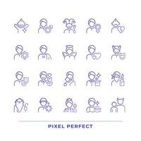 Character archetypes pixel perfect gradient linear vector icons set. Personal characteristics and traits. Thin line contour symbol designs bundle. Isolated outline illustrations collection