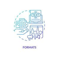 Formats blue gradient concept icon. Content for business page. Social media advertising benefit abstract idea thin line illustration. Isolated outline drawing vector