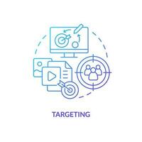 Targeting blue gradient concept icon. Focus on target audience. Social media advertising benefit abstract idea thin line illustration. Isolated outline drawing vector