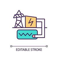 Hydrothermal energy production RGB color icon. Electricity generation. Energy station. Geothermal technology. Isolated vector illustration. Simple filled line drawing. Editable stroke