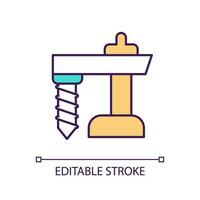 Vertical drilling system RGB color icon. Oil and gas extraction. Industrial machinery. Underground well. Engineering. Isolated vector illustration. Simple filled line drawing. Editable stroke