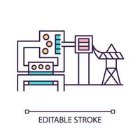 Binary-cycle power station RGB color icon. Heat that drives generator. Geothermal energy station. Electricity generation. Isolated vector illustration. Simple filled line drawing. Editable stroke