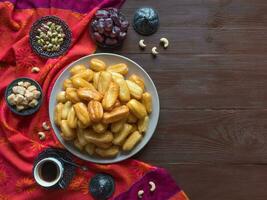 Arabic sweets on a large plate. Ramadan sweets photo