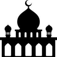 Mosque vector illustration. Silhouette mosque icon for sign and symbol of muslim worship place. Mosque icon of islam religion and muslim faith. Place of muslim to pray