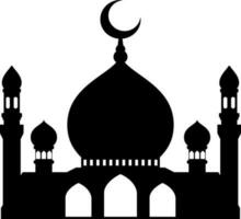 Mosque vector illustration. Silhouette mosque icon for sign and symbol of muslim worship place. Mosque icon of islam religion and muslim faith. Place of muslim to pray