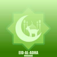 Eid al adha vector illustration for islam culture. Qurban design of goat and mosque for eid al adha mubarak. Islamic design of qurban for al adha event celebration in muslim culture and islam religion