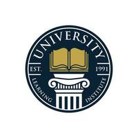 educación Insignia logo diseño. Universidad alto colegio emblema. vector logo modelo