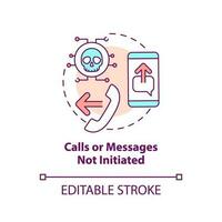 Calls, messages not initiated concept icon. Phishing attack. Voice scam. Hacked phone abstract idea thin line illustration. Isolated outline drawing. Editable stroke vector