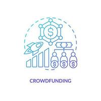 Crowdfunding blue gradient concept icon. Raise money online. Tech startup financing option abstract idea thin line illustration. Isolated outline drawing vector