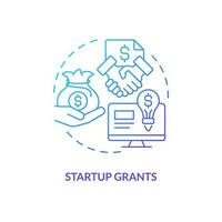 Startup grants blue gradient concept icon. Financial award. Tech business financing option abstract idea thin line illustration. Isolated outline drawing vector