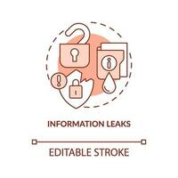 Information leaks terracotta concept icon. Outstaffing drawback abstract idea thin line illustration. Poor data security. Isolated outline drawing. Editable stroke vector