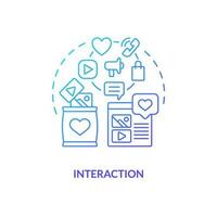 Interaction blue gradient concept icon. Communication ways. Social media advertising benefit abstract idea thin line illustration. Isolated outline drawing vector