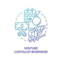 Venture capitalist downside blue gradient concept icon. Interest growth. IT fundraising tip abstract idea thin line illustration. Isolated outline drawing vector