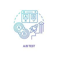 A B test blue gradient concept icon. Different versions of ads. Social media advertising tip abstract idea thin line illustration. Isolated outline drawing vector