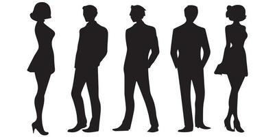 Man Various Pose Vector silhouette group