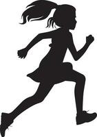 A Girl Running Vector Silhouette Illustration