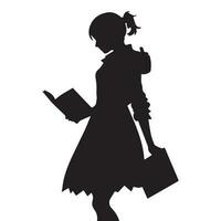 A Girl Reading book vector silhouette illustration.