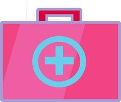 First aid kit pink purple feminim medical tool vector illustration.