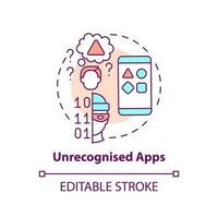 Unrecognized apps concept icon. Digital viruses. Malicious software. Hacking attack abstract idea thin line illustration. Isolated outline drawing. Editable stroke vector