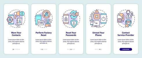 reparar pirateado teléfono inteligente consejos inducción móvil aplicación pantalla. la seguridad cibernética recorrido 5 5 pasos editable gráfico instrucciones con lineal conceptos. ui, ux, gui modelo vector