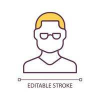 Man with eyeglasses RGB color icon. Problem with eyesight. Accessory for vision correction. Isolated vector illustration. Simple filled line drawing. Editable stroke