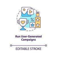 Run user generated campaigns concept icon. Attract more customers to business tip abstract idea thin line illustration. Isolated outline drawing. Editable stroke vector