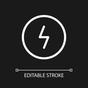 peligroso Actual píxel Perfecto blanco lineal ui icono para oscuro tema. eléctrico poder control. vector línea pictograma. aislado usuario interfaz símbolo para noche modo. editable carrera