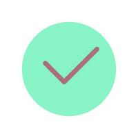 Tick in circle flat color ui icon. Approval checkmark symbol. Voting button in website. Simple filled element for mobile app. Colorful solid pictogram. Vector isolated RGB illustration