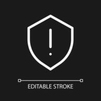 Security hazard pixel perfect white linear ui icon for dark theme. Antimalware notification. Vector line pictogram. Isolated user interface symbol for night mode. Editable stroke