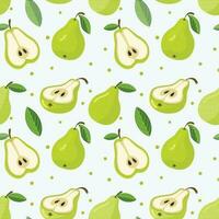 Seamless background pattern with fresh green pear vector