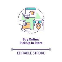 Buy online and pick up in store concept icon. Attract clients to retail point way abstract idea thin line illustration. Isolated outline drawing. Editable stroke vector