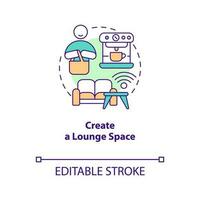 Create lounge space concept icon. Attract clients to retail store way abstract idea thin line illustration. Isolated outline drawing. Editable stroke vector