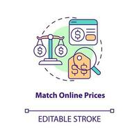 Match online prices concept icon. Attract customers to retail store way abstract idea thin line illustration. Isolated outline drawing. Editable stroke vector