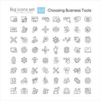 elegir negocio herramientas lineal íconos colocar. optimizar trabajando proceso. software actualizando personalizable Delgado línea simbolos aislado vector contorno ilustraciones. editable carrera