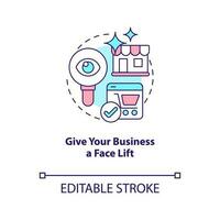 Give business face lift concept icon. Attracting new consumer strategy abstract idea thin line illustration. Isolated outline drawing. Editable stroke vector