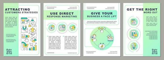 Acquire potential consumers strategy brochure template. Leaflet design with linear icons. Editable 4 vector layouts for presentation, annual reports