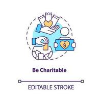 Use charitable involvement concept icon. Attract more customers to business tip abstract idea thin line illustration. Isolated outline drawing. Editable stroke vector