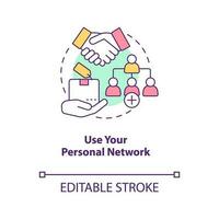 Use personal network concept icon. Startup launch. Landing first clients trick abstract idea thin line illustration. Isolated outline drawing. Editable stroke vector