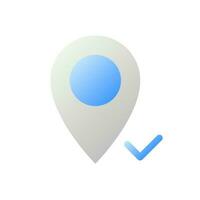 Reaching pinned destination flat gradient two-color ui icon. Approved place on map. GPS navigation. Simple filled pictogram. GUI, UX design for mobile application. Vector isolated RGB illustration