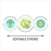 Optimize financial system loop concept icon. Budget management. Saving money. Finance regulation abstract idea thin line illustration. Isolated outline drawing. Editable stroke vector