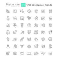 Web development trends linear big icons set. User experience. Website innovations. Digital technology future. Customizable thin line symbols. Isolated vector outline illustrations. Editable stroke