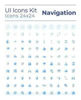 Tracking real time location flat gradient two-color ui icons set. Navigational GPS tool. Accurate map. Vector isolated RGB pictograms. GUI, UX design for web, mobile