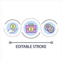 Company budget management loop concept icon. Business financial regulation. Revenue growth. Profitable abstract idea thin line illustration. Isolated outline drawing. Editable stroke vector