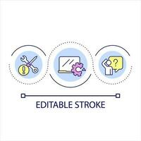 Computer issue loop concept icon. Software problem. Needs repair. Laptop maintenance. Check error abstract idea thin line illustration. Isolated outline drawing. Editable stroke vector