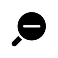 Magnifying glass with minus for map black glyph ui icon. Magnifier tool. User interface design. Silhouette symbol on white space. Solid pictogram for web, mobile. Isolated vector illustration