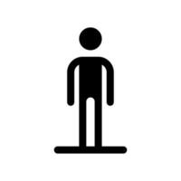 Standing pedestrian black glyph ui icon. Person waiting to cross road. User interface design. Silhouette symbol on white space. Solid pictogram for web, mobile. Isolated vector illustration