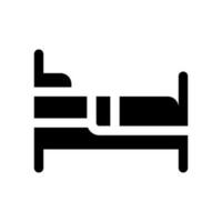 Finding bed to sleep black glyph ui icon. Hotel room. Homeless shelter. User interface design. Silhouette symbol on white space. Solid pictogram for web, mobile. Isolated vector illustration