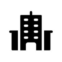 Office building location black glyph ui icon. Workspace. Corporate headquarters. User interface design. Silhouette symbol on white space. Solid pictogram for web, mobile. Isolated vector illustration